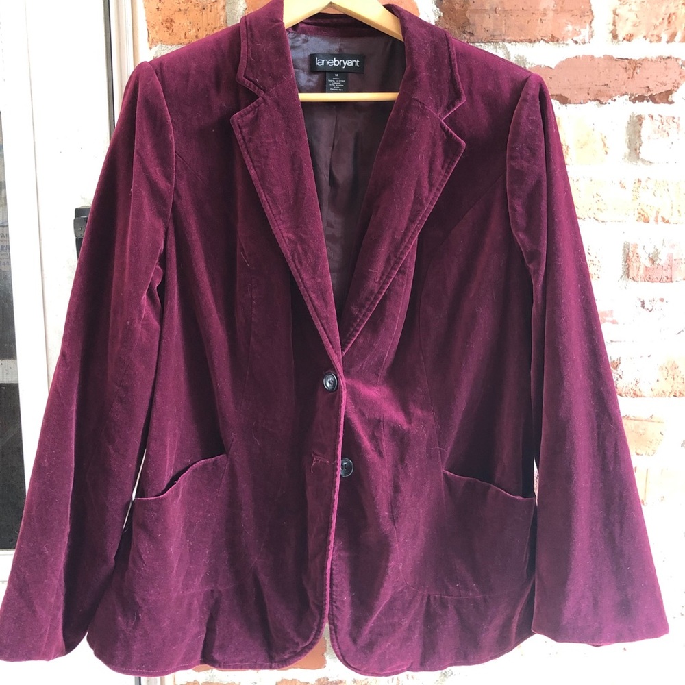 Claret velveteen women’s Lane Bryant blazer 18 EUC